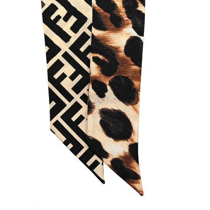 Fendi Silk FF Leopard Wrappy Scarf Beige 2 of 3