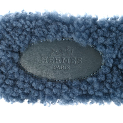 Hermes Woolskin Oran Sandals 38.5 Bleu 7 of 8