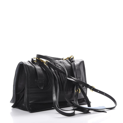 Prada Glace Calfskin Etiquette Flap Shoulder Bag Black 2 of 21
