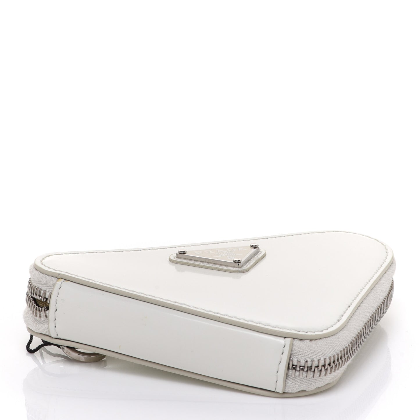 Spazzolato Mini Triangle Chain Crossbody Pouch White