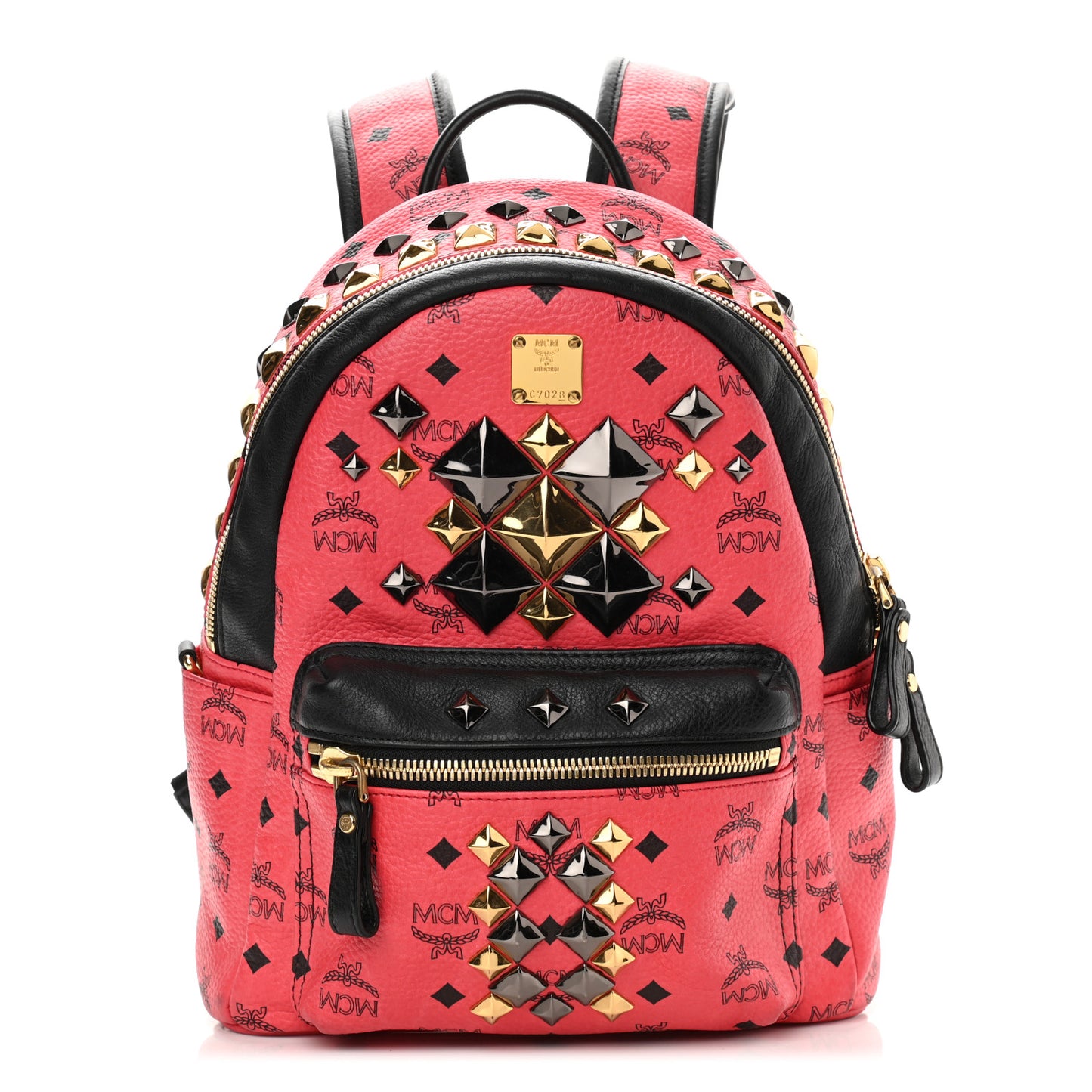Visetos Studded Colorblock Small Stark Brock Backpack Coral Black