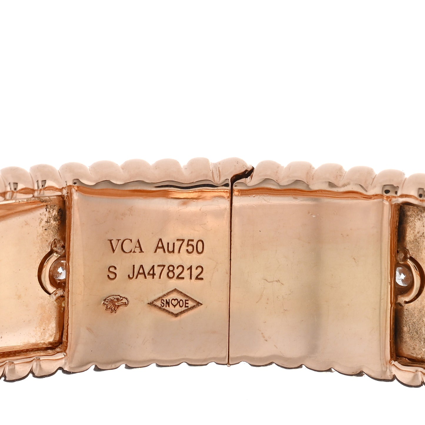 18K Rose Gold Diamond Perlee Clovers Bangle Bracelet S