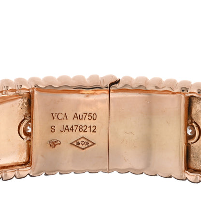Van Cleef & Arpels 18K Rose Gold Diamond Perlee Clovers Bangle Bracelet S 3 of 4