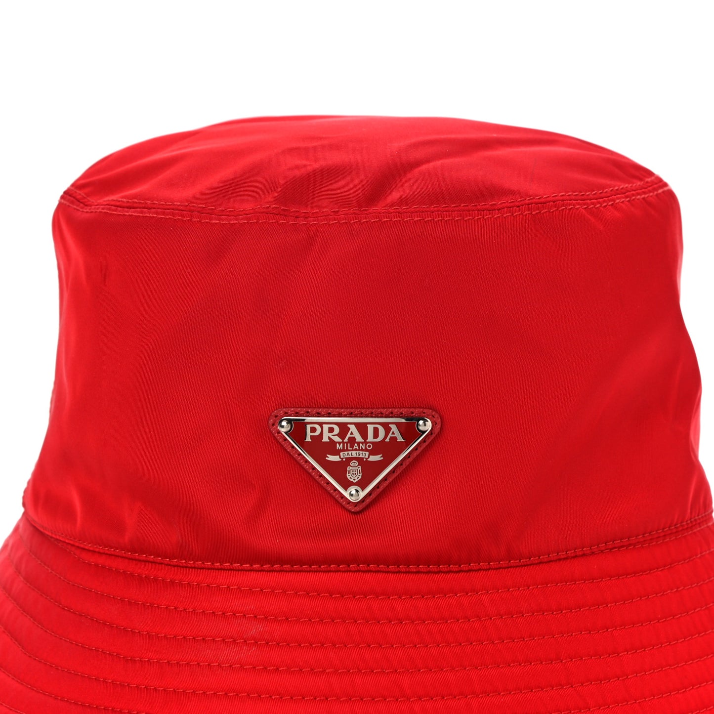 Re-Nylon Metal Triangle Logo Mens Bucket Hat XXL Rosso