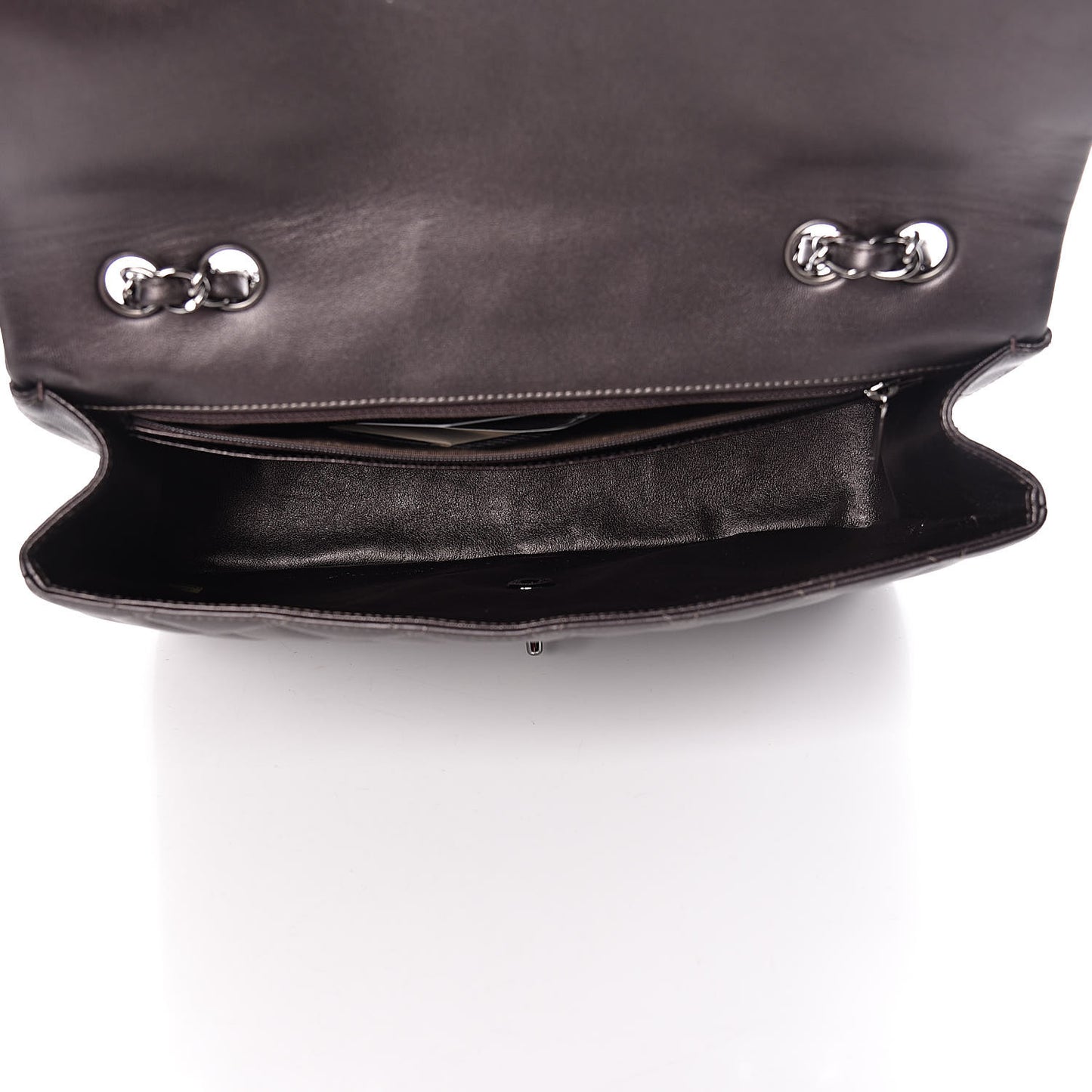 Metallic Lambskin Quilted Jumbo Single Flap Dark Grey