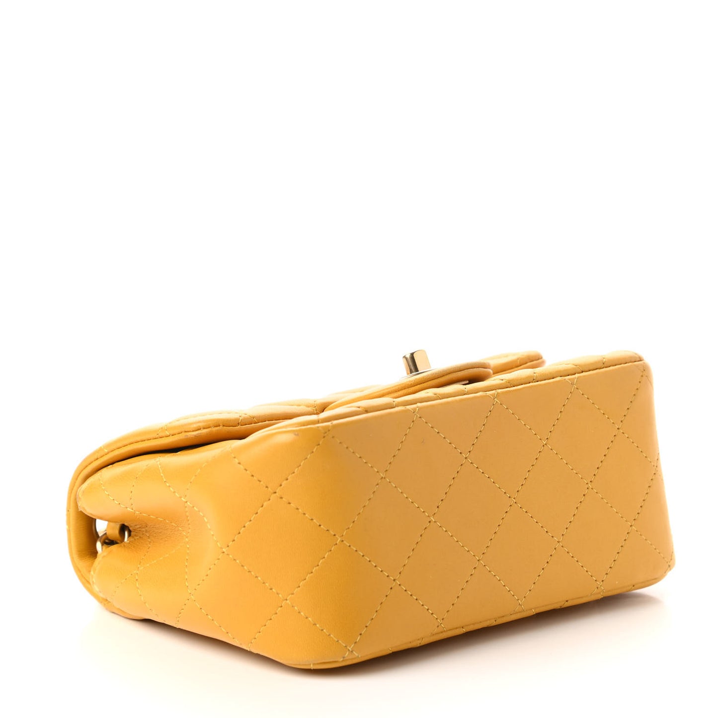 Lambskin Quilted Mini Square Flap Yellow