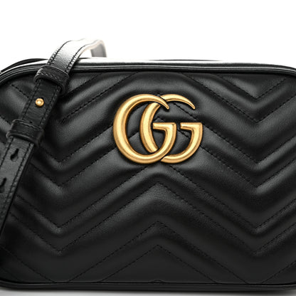 Gucci Calfskin Matelasse Small GG Marmont Chain Shoulder Bag Black 8 of 10