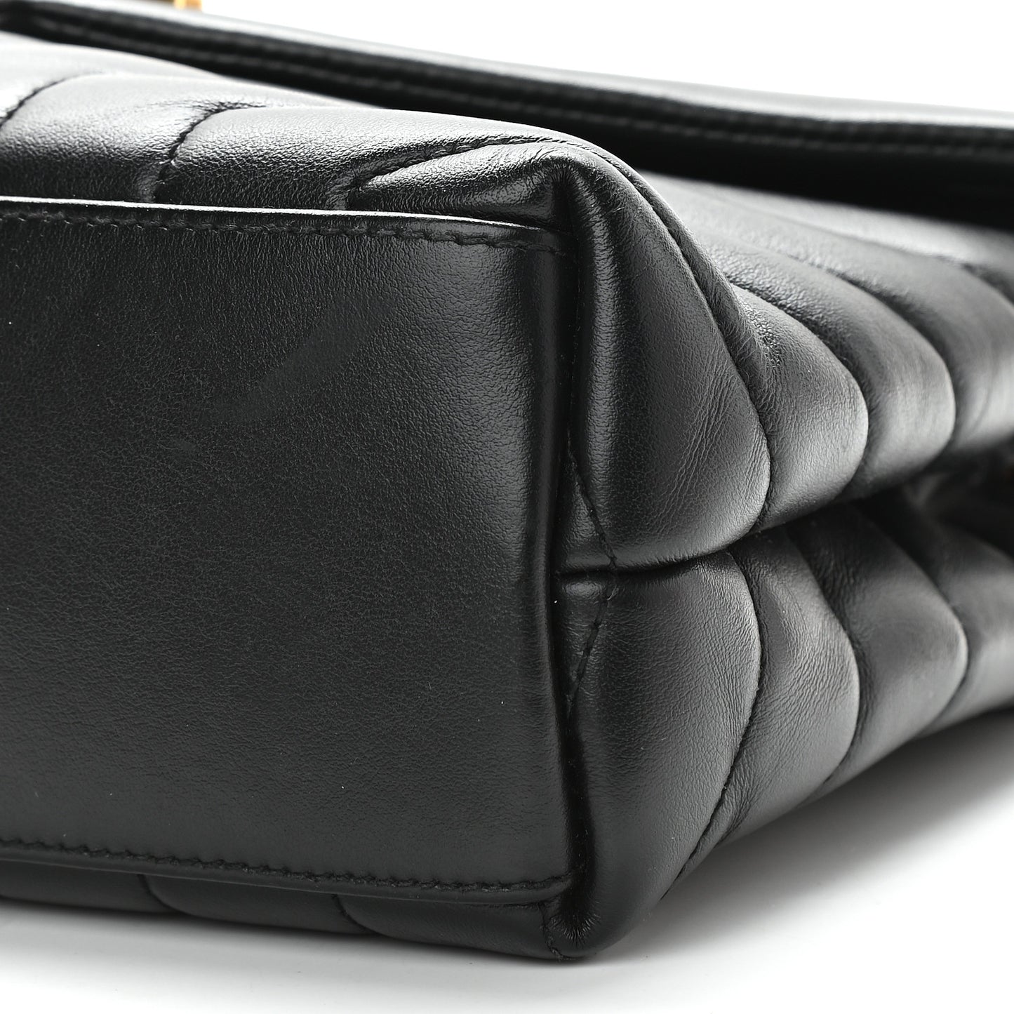 Calfskin Y Quilted Monogram Small Loulou Chain Satchel Black