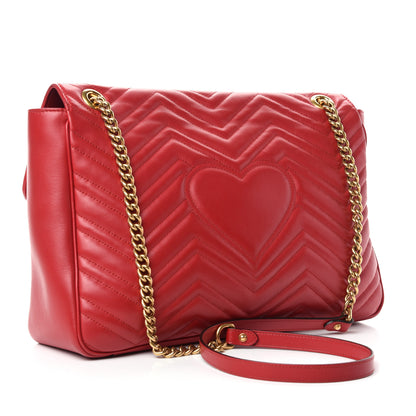 Gucci Calfskin Matelasse Large GG Marmont Shoulder Bag Hibiscus Red 3 of 10