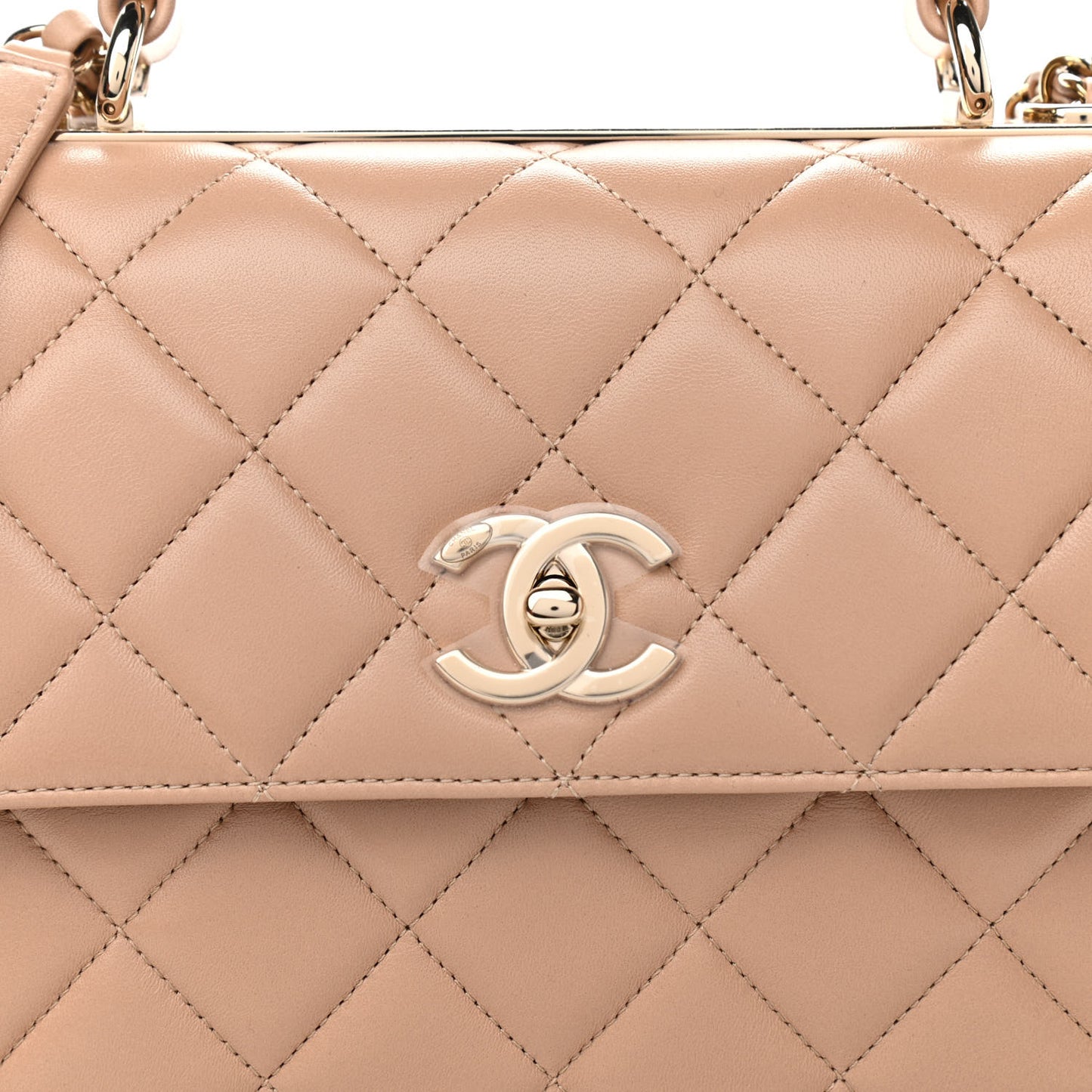 Lambskin Quilted Small Trendy CC Dual Handle Flap Bag Beige