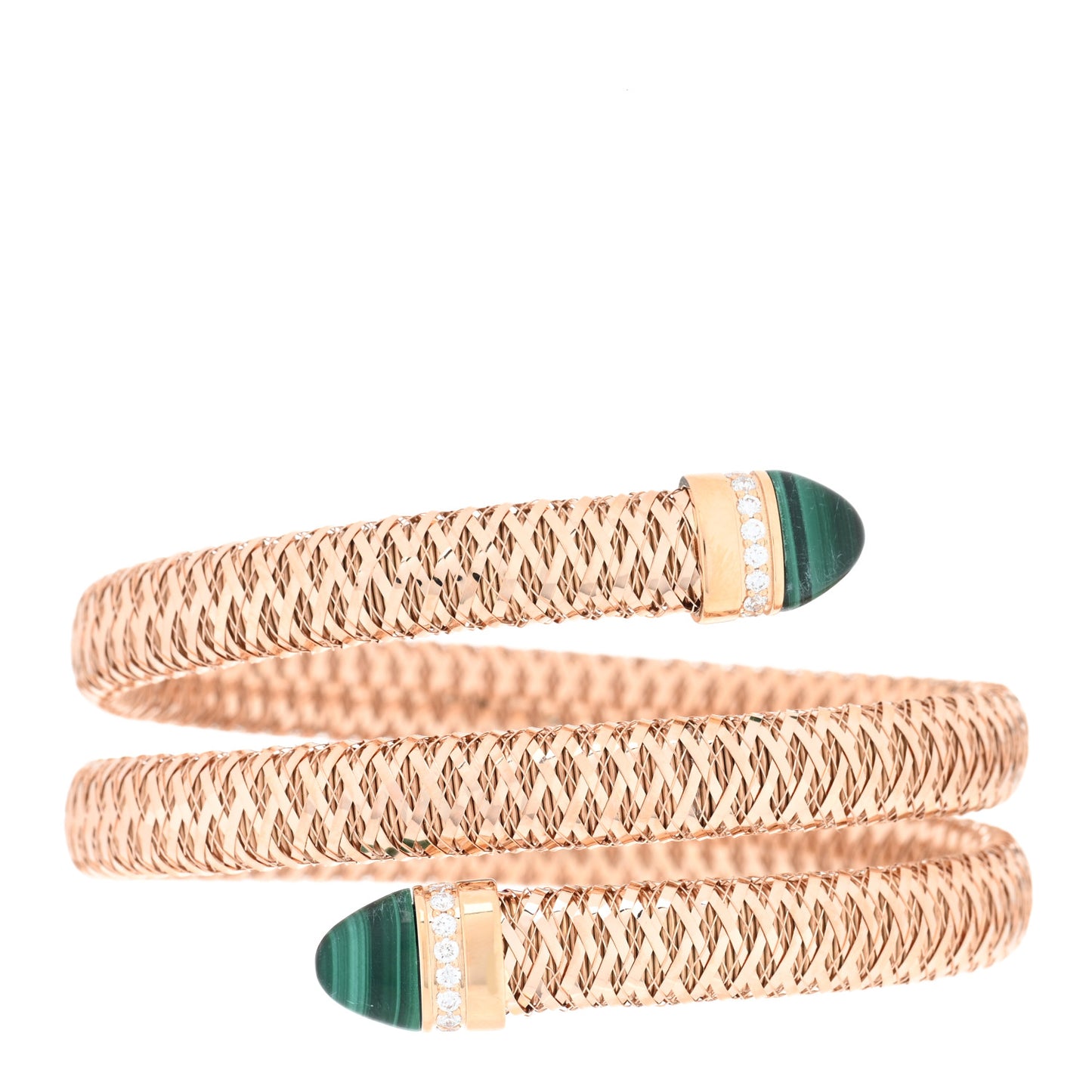 18K Rose Gold Diamond Malachite Primavera Coil Bracelet
