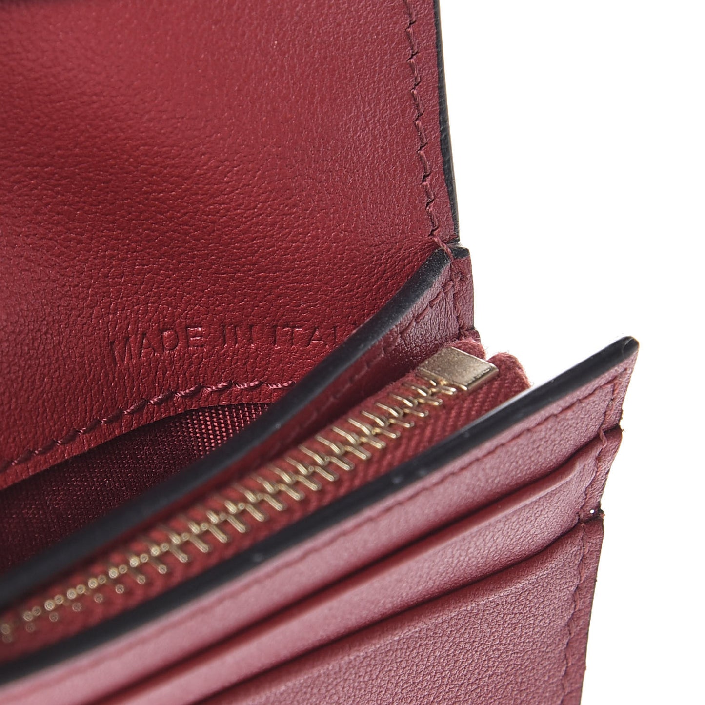 Calfskin Rockstud French Flap Wallet Rubino