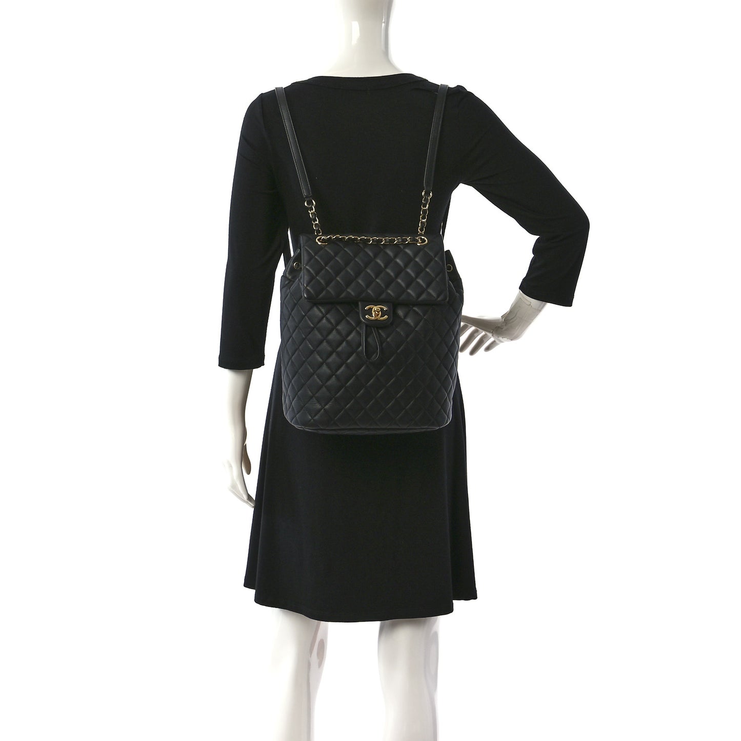 Lambskin Quilted Large Urban Spirit Backpack Black