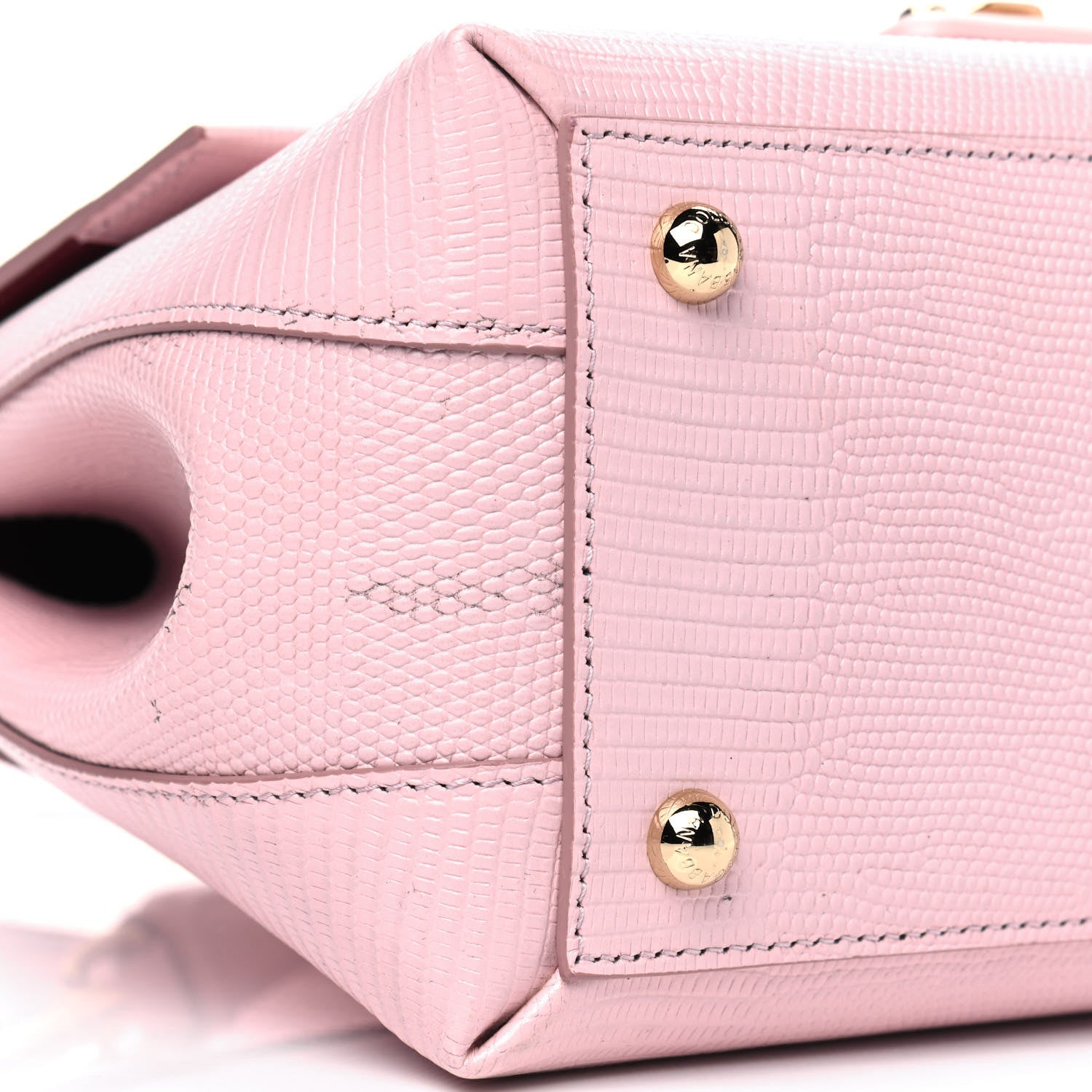 Dolce & Gabbana Iguana Calfskin Embossed Lucia Top Handle Bag Pink 5 of 8