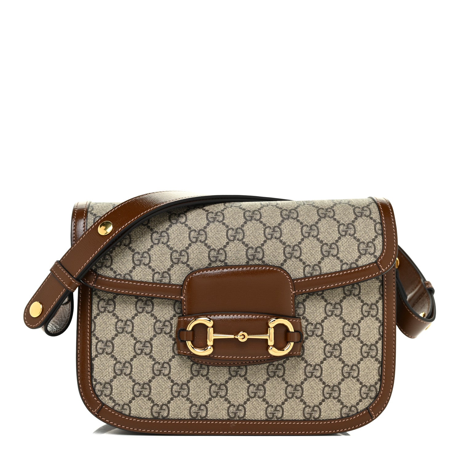 Gucci GG Supreme Monogram Horsebit 1955 Shoulder Bag Beige Brown Sugar 1 of 10