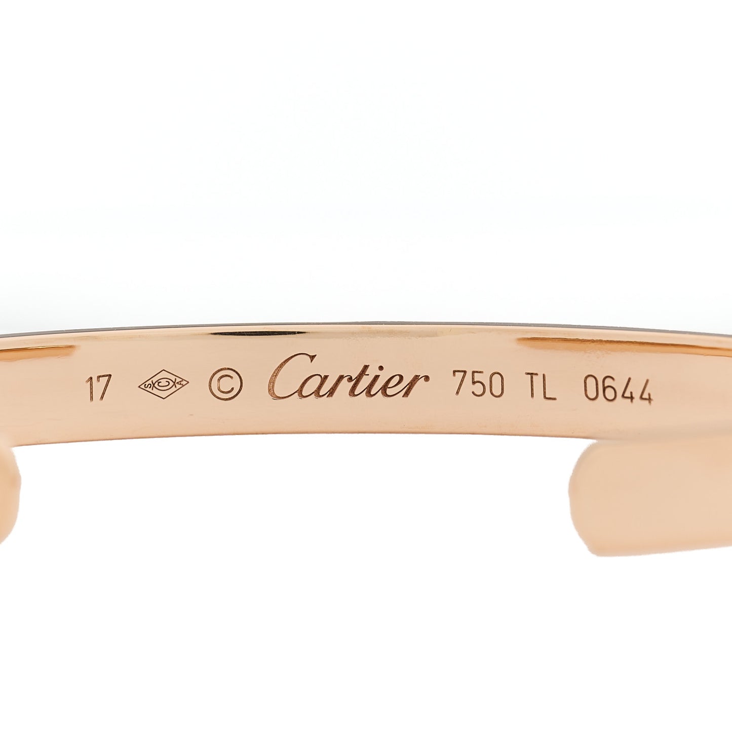18K Pink Gold LOVE Cuff Bracelet 17