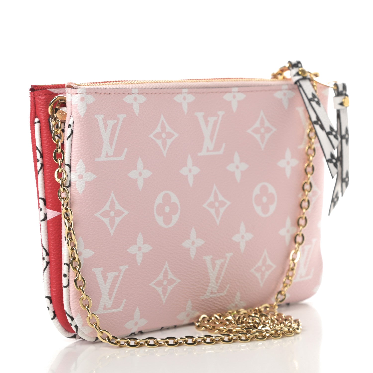 Louis Vuitton Monogram Giant Double Zip Pochette Rouge 3 of 11