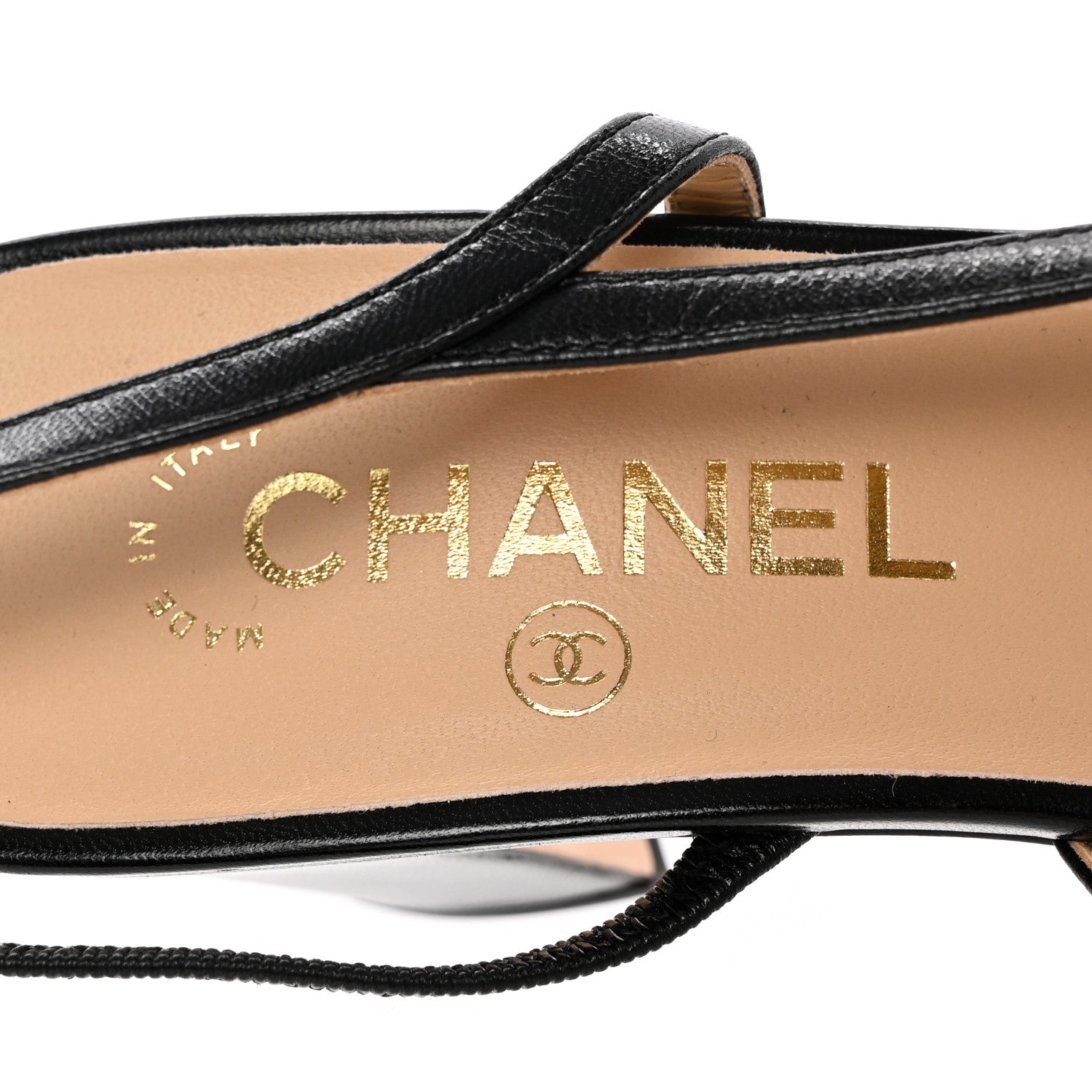 Chanel Goatskin Grosgrain Cap Toe CC Slingback Sandals 39 Black 8 of 13