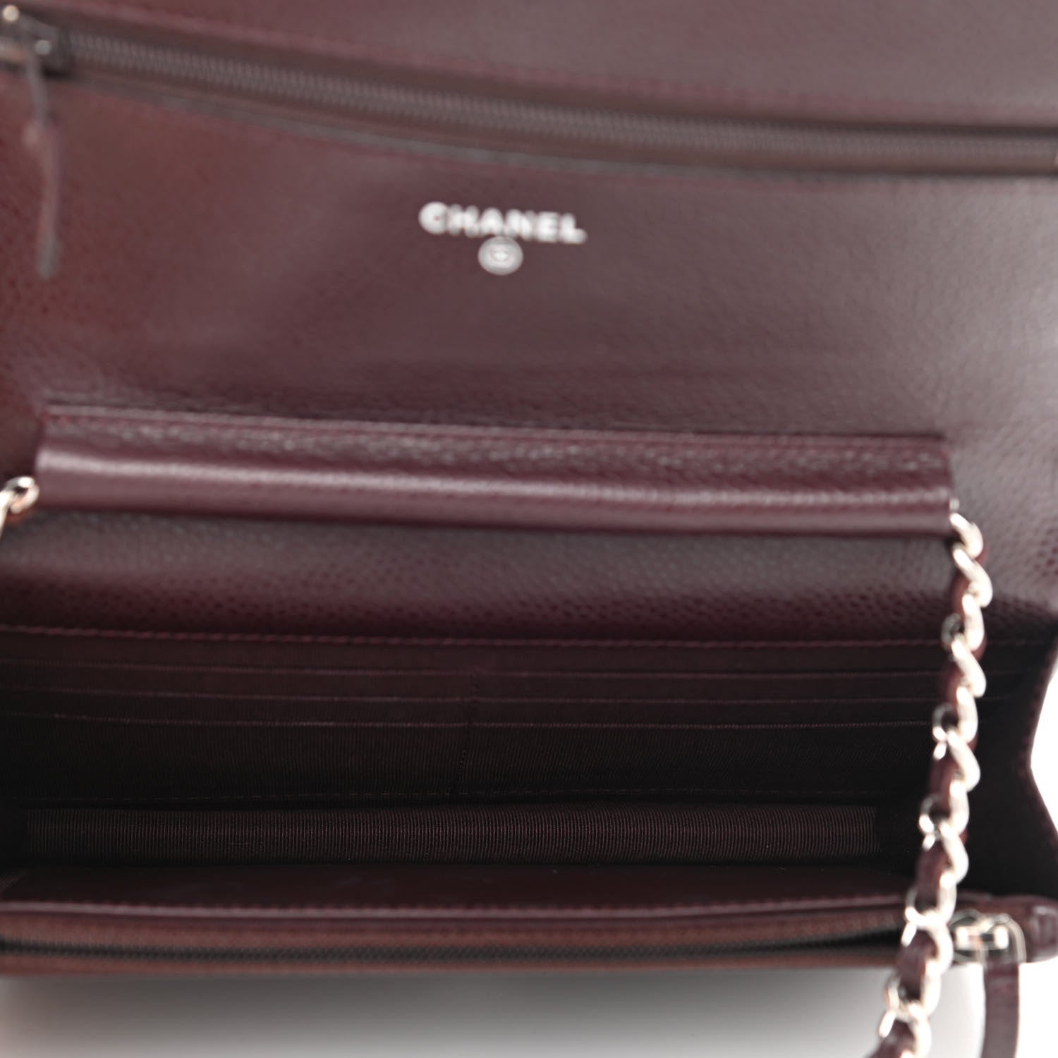 Chanel Caviar Quilted Wallet on Chain WOC Burgundy 5 of 11