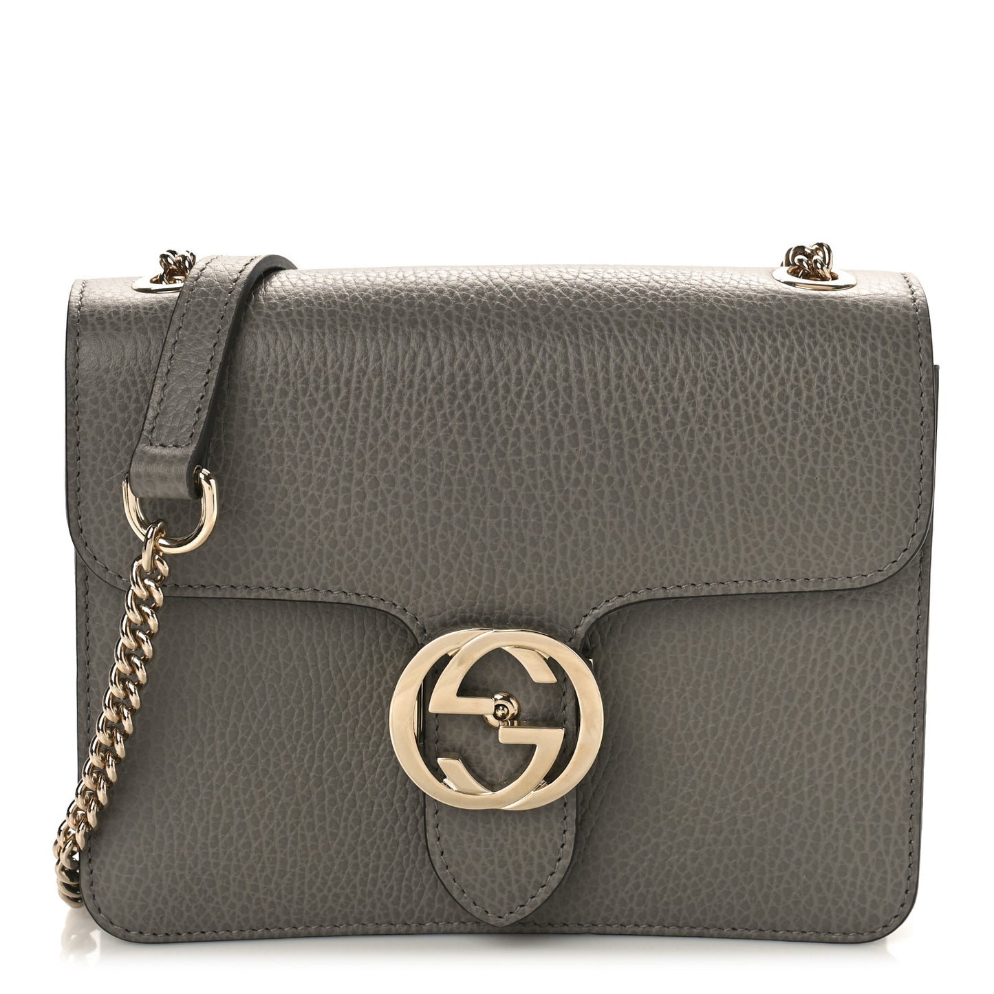 Dollar Calfskin Small Interlocking G Shoulder Bag Loess