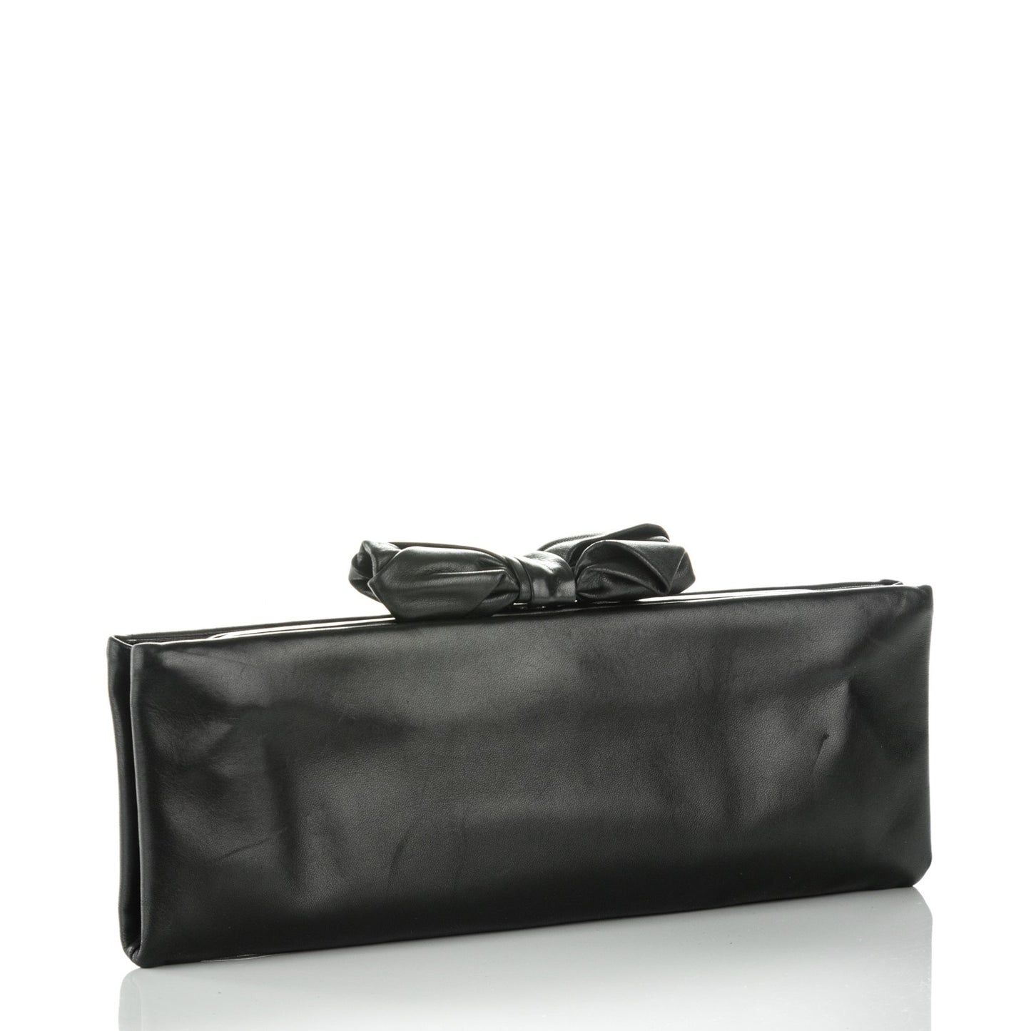 Lambskin Bow Clutch Black