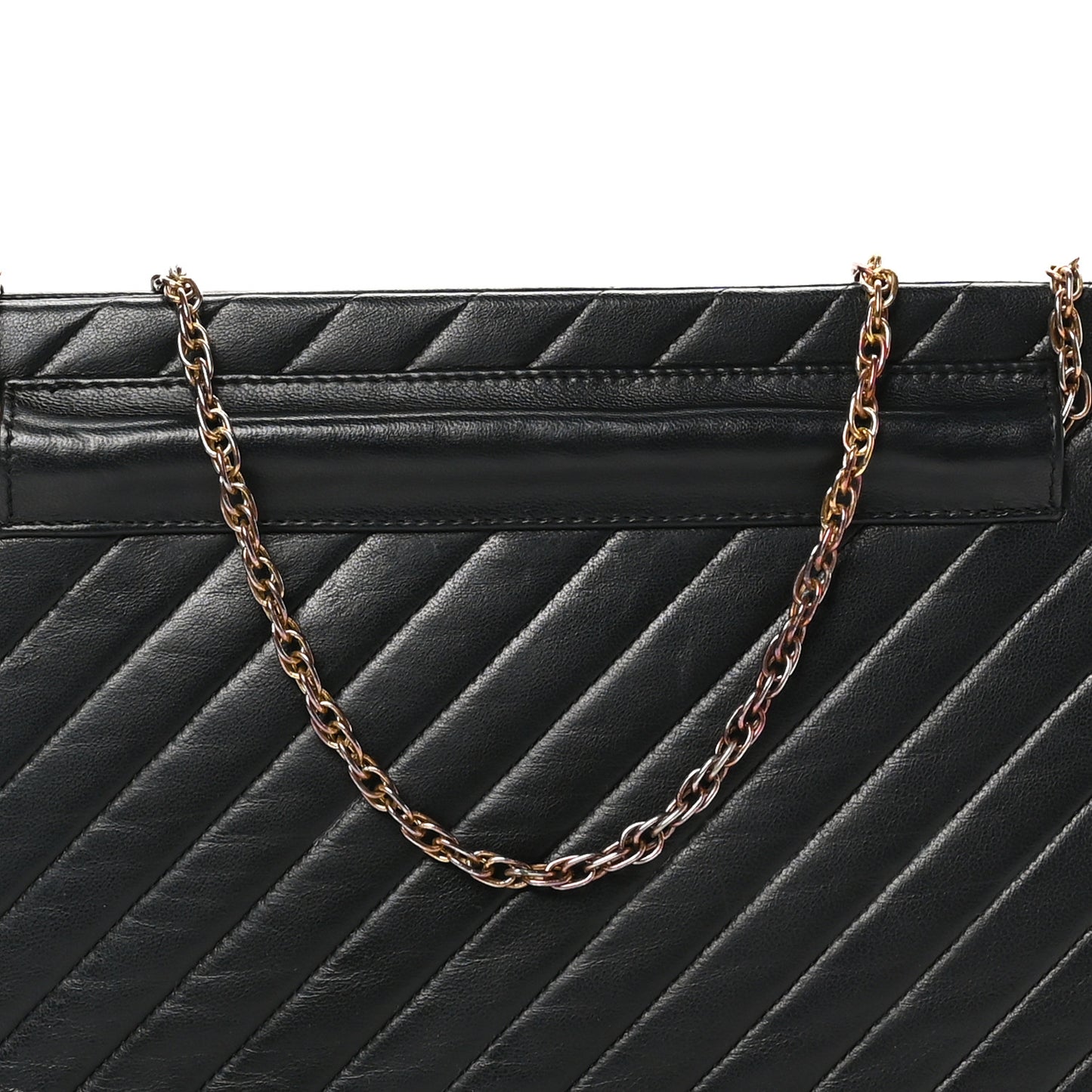 Lambskin Diagonal Quilted Kisslock Bag Black