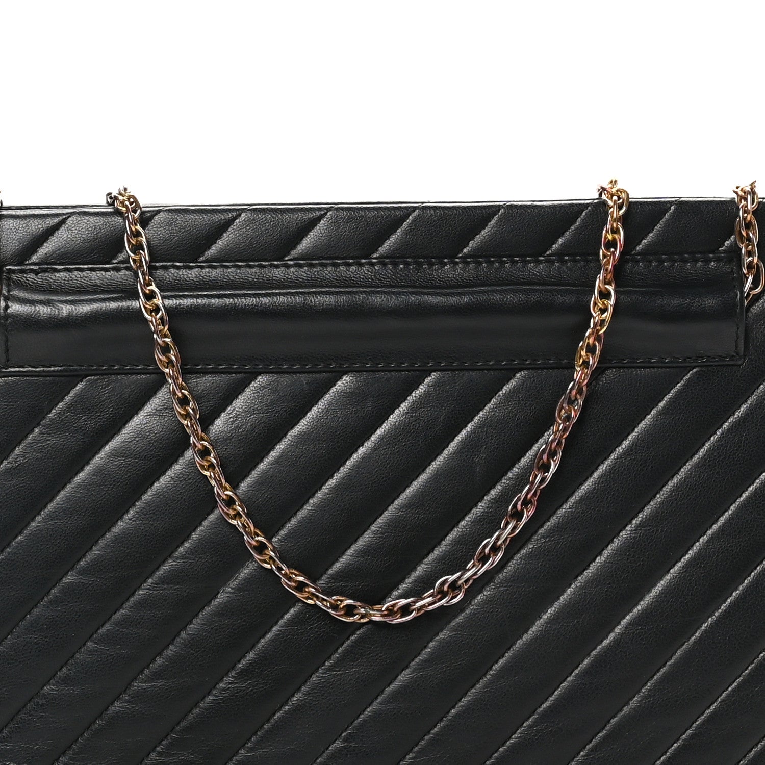 Chanel Lambskin Diagonal Quilted Kisslock Bag Black 9 of 11