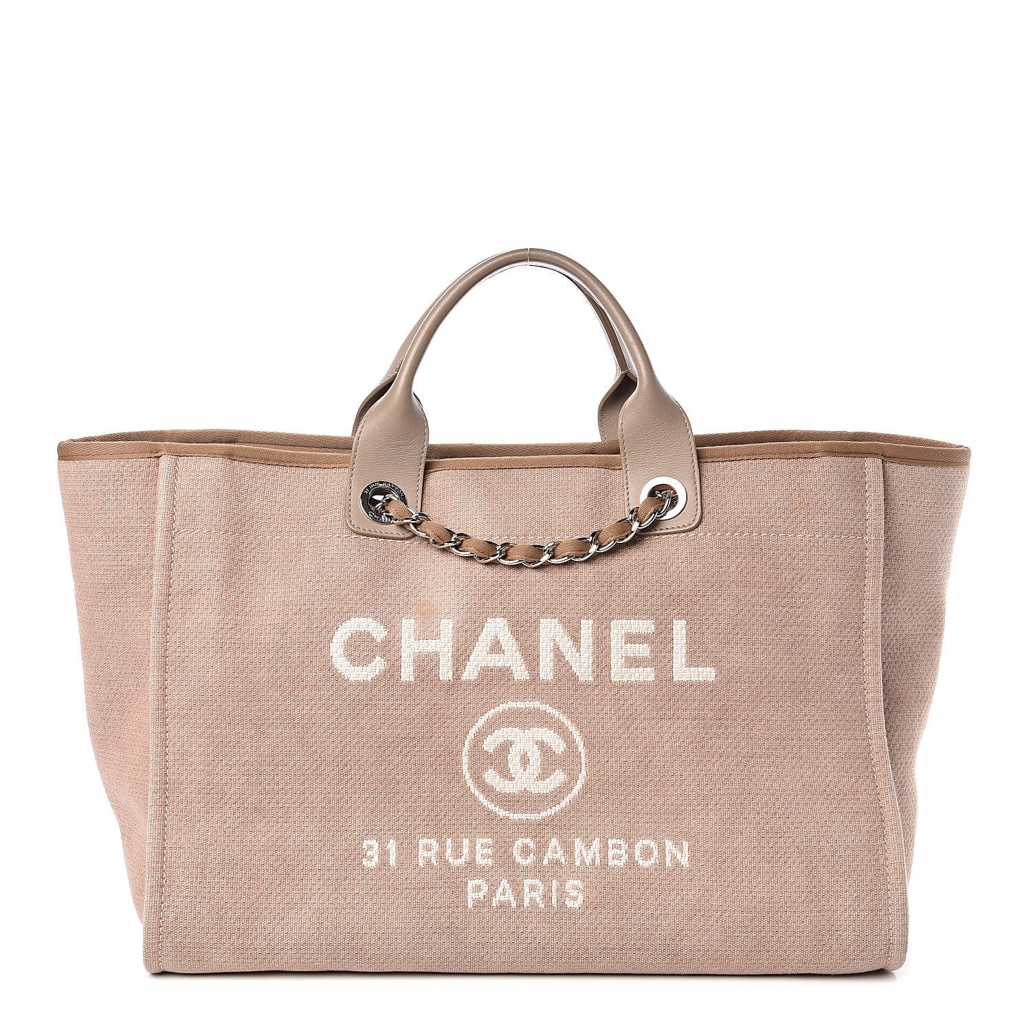 Chanel Canvas Large Deauville Tote Beige 1 of 9