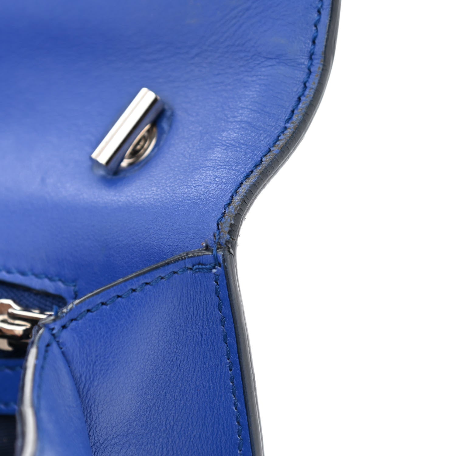 Salvatore Ferragamo Perforated Calfskin Patent Ginny Bow Crossbody Bag Blue 10 of 11