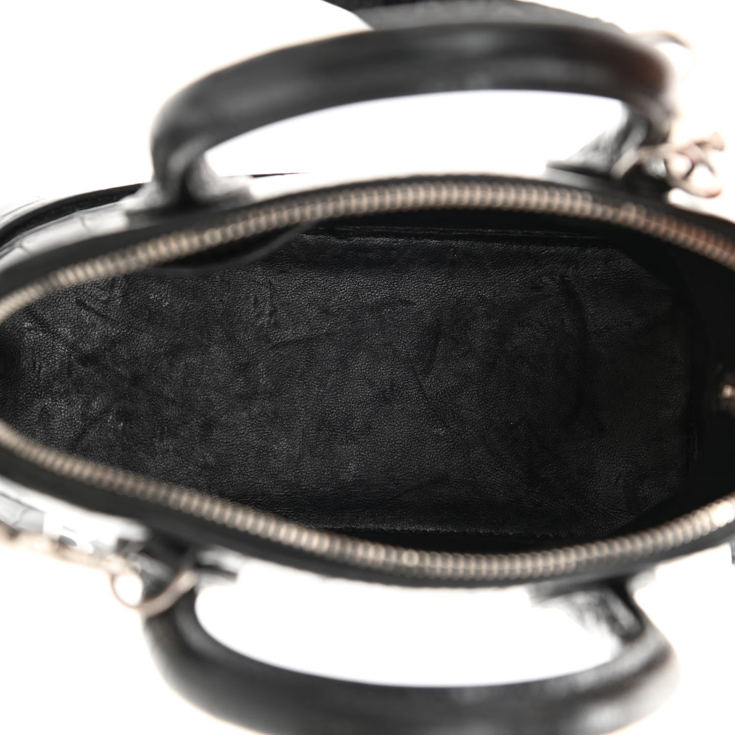 Balenciaga Calfskin Logo Crocodile Embossed XXS Ville Top Handle Bag Black White 5 of 11