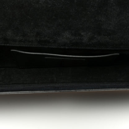 Saint Laurent Calfskin Crocodile Embossed Classic Monogram Cassandre Clutch Black 5 of 8