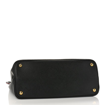Prada Saffiano Cuir Medium Double Bag Black Fuoco 4 of 13