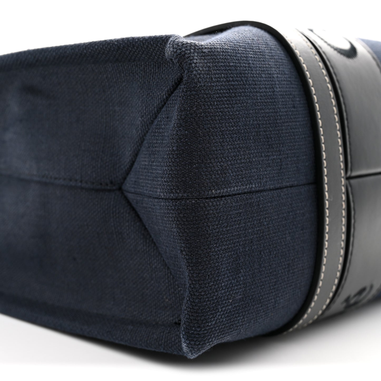 Cotton Shiny Calfskin Medium Woody Ribbon Tote Obscure Navy