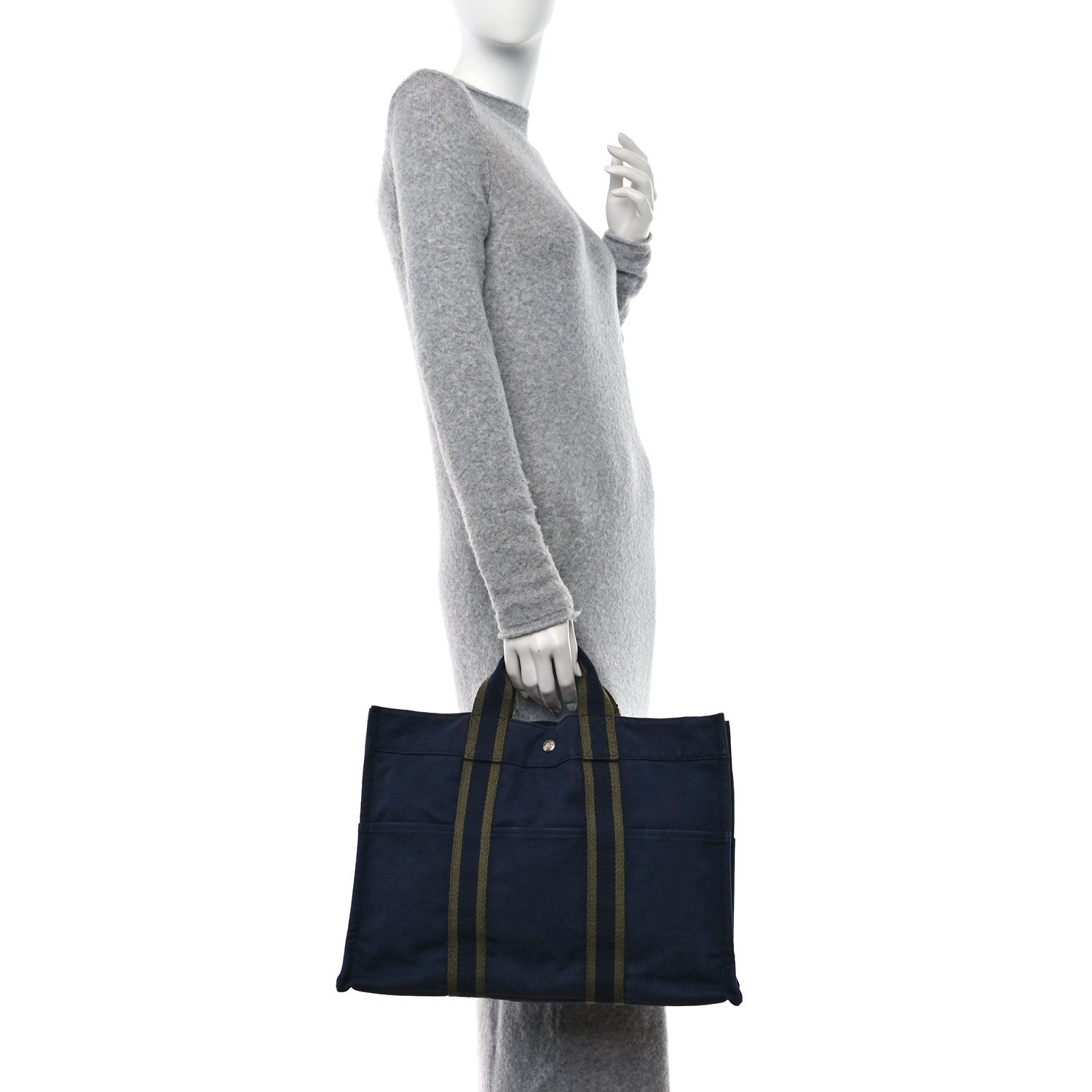 Hermes Canvas Herline GM Tote Navy 2 of 12