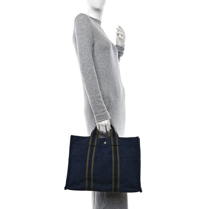 Hermes Canvas Herline GM Tote Navy 2 of 12