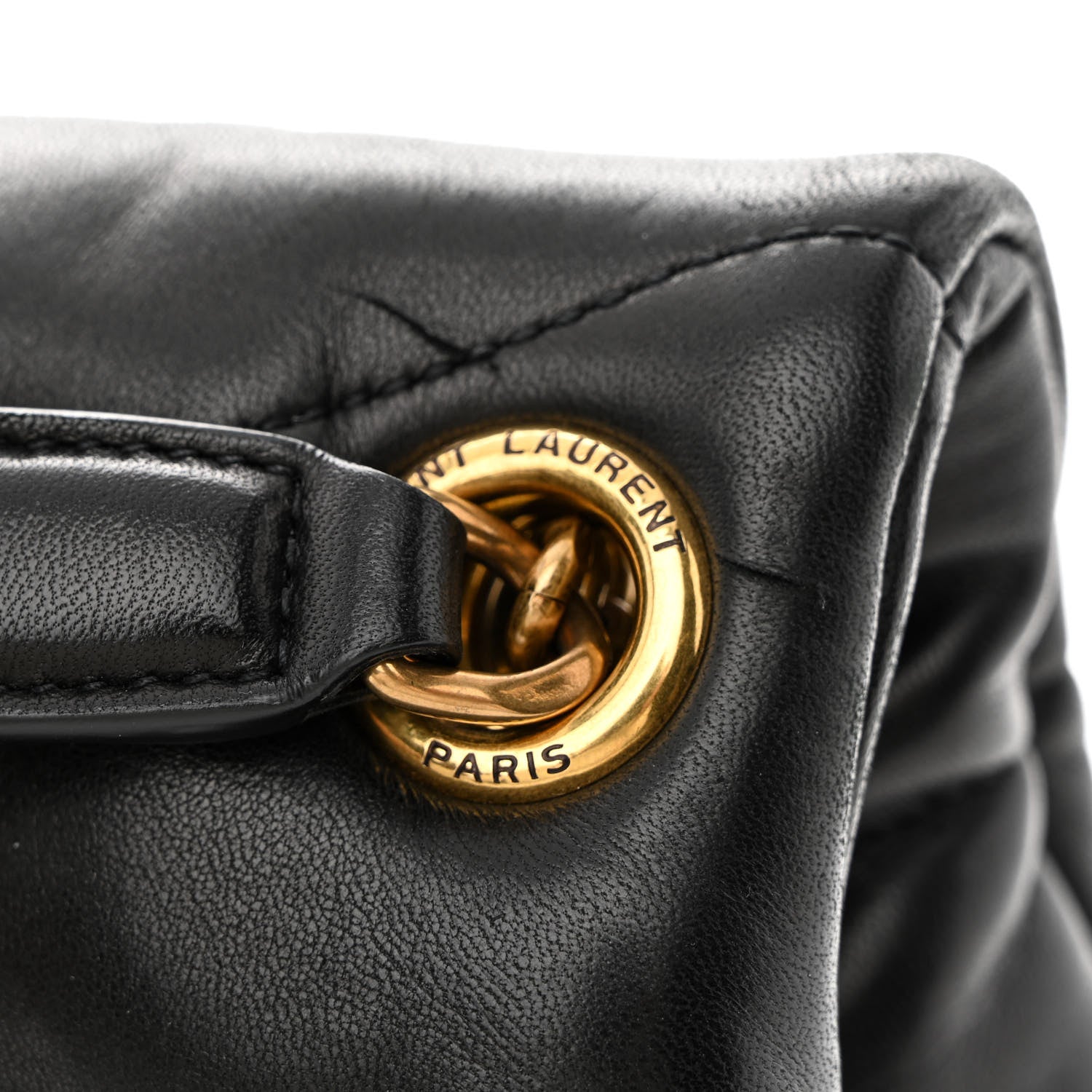 Saint Laurent Lambskin Quilted Small Loulou Puffer Monogram Chain Tote Black 11 of 12