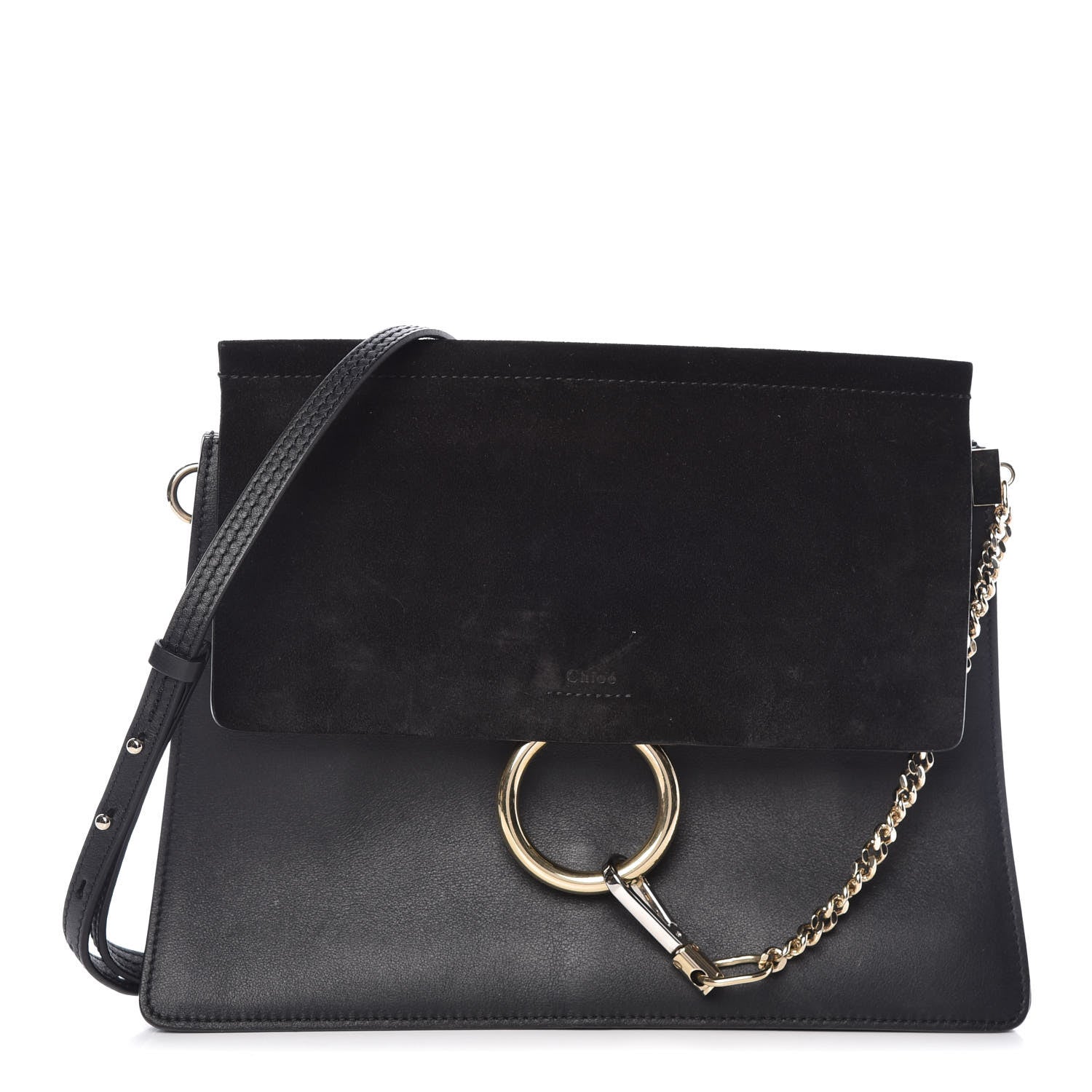 Chloe Suede Calfskin Medium Faye Shoulder Bag Black 1 of 18