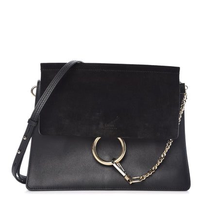 Chloe Suede Calfskin Medium Faye Shoulder Bag Black 1 of 18