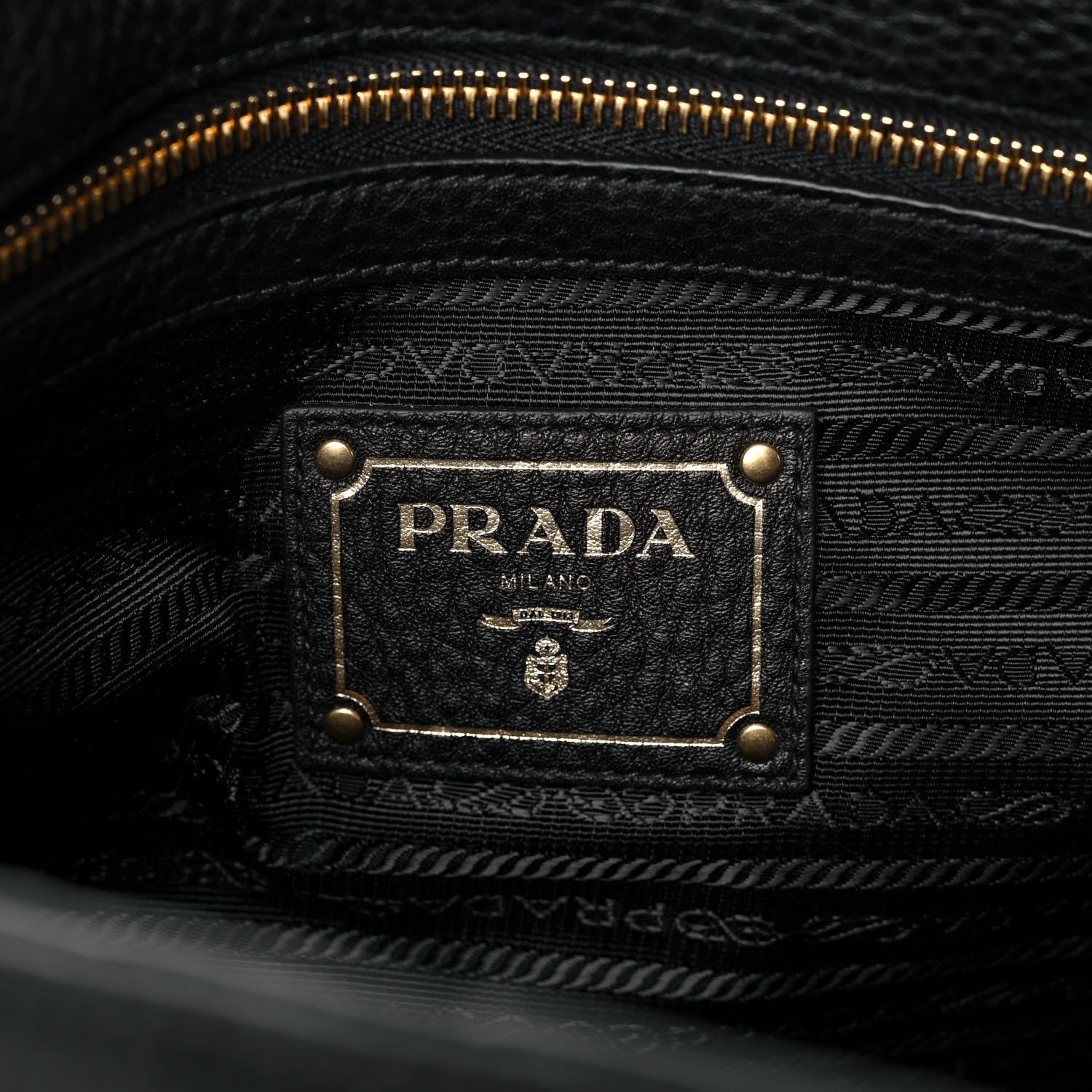 Prada Vitello Daino Embossed Logo Tote Black 6 of 12