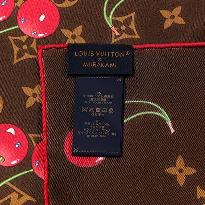 Louis Vuitton LV X TM Silk Monogram Cerises Square Scarf 90 Brown 3 of 3