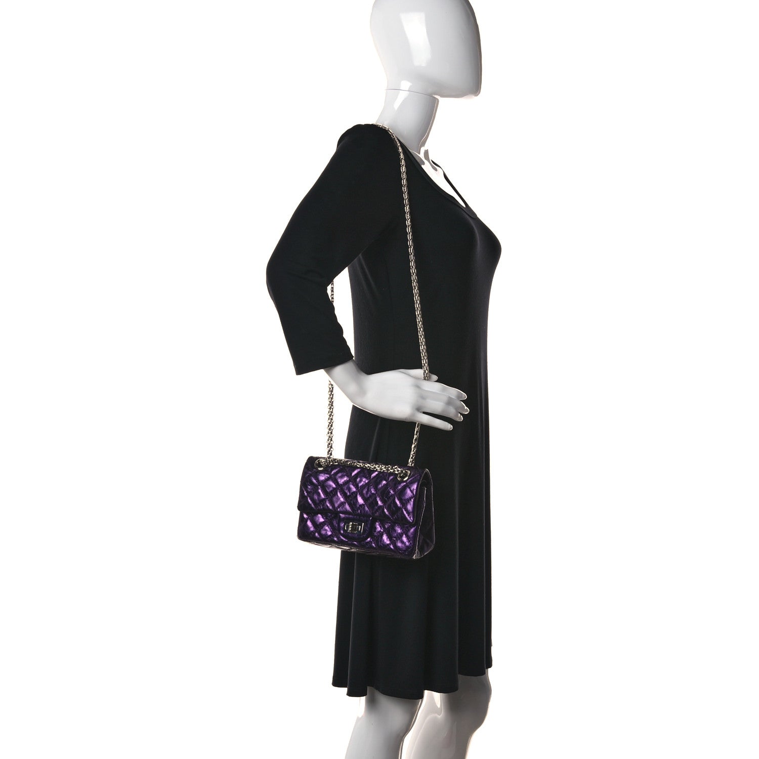 Chanel Metallic Calfskin Quilted 2.55 Reissue 224 Flap Purple 2 of 9