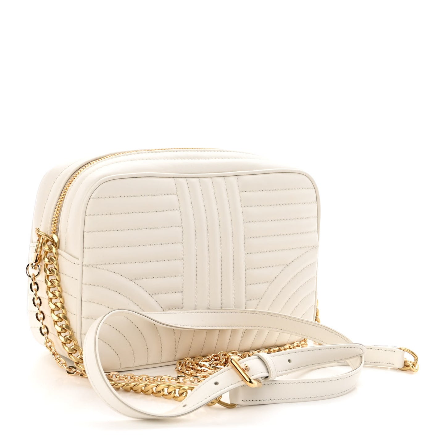 Soft Calfskin Diagramme Crossbody Bag White