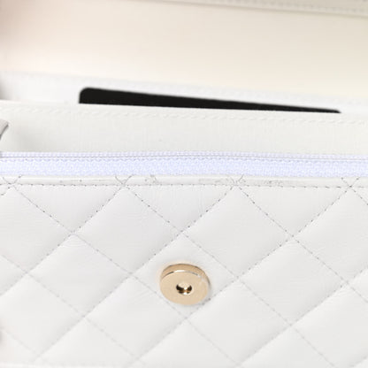 Chanel Calfskin Quilted Mini Maxi Pearls Wallet On Chain WOC White 13 of 14