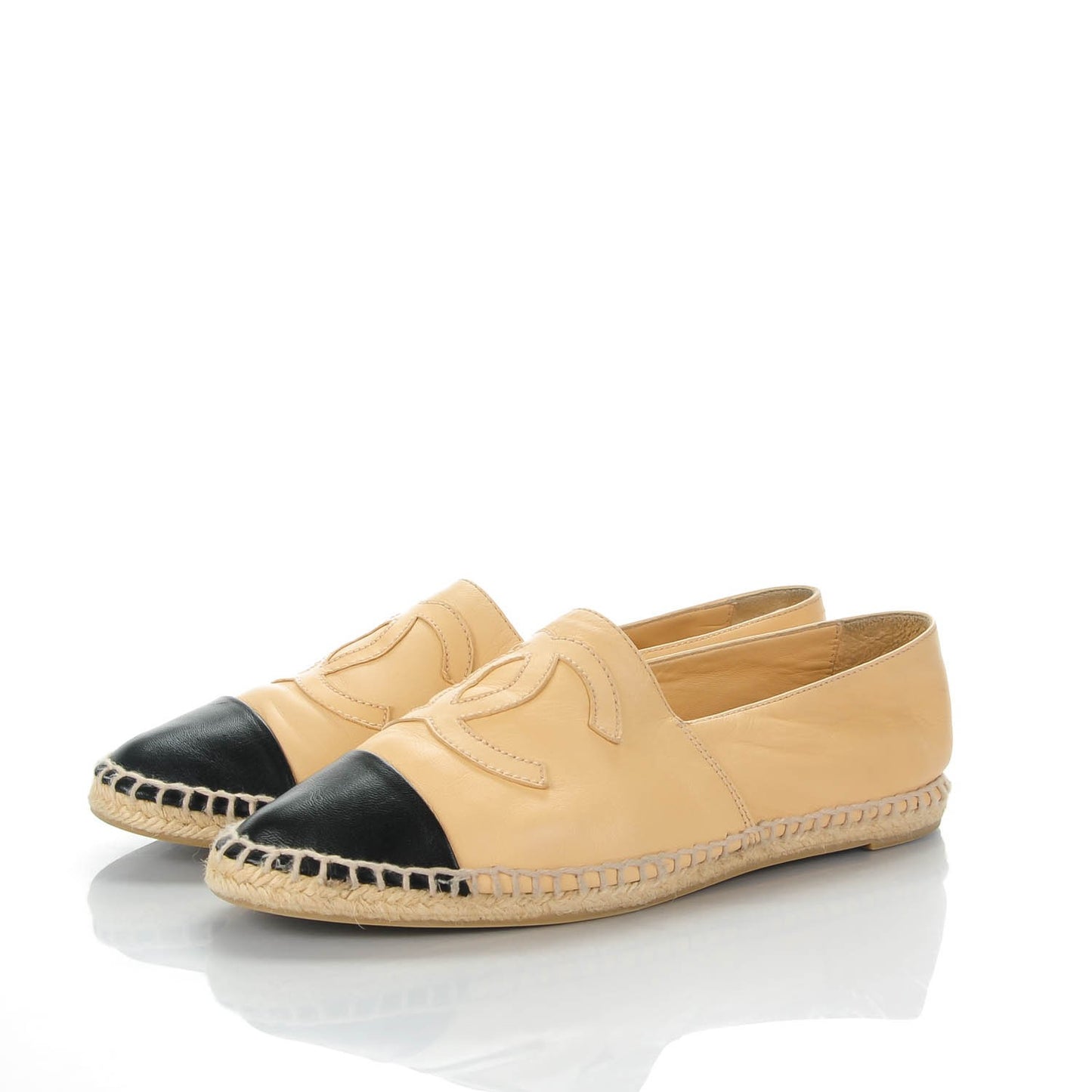 Lambskin CC Espadrilles 39 Beige Black