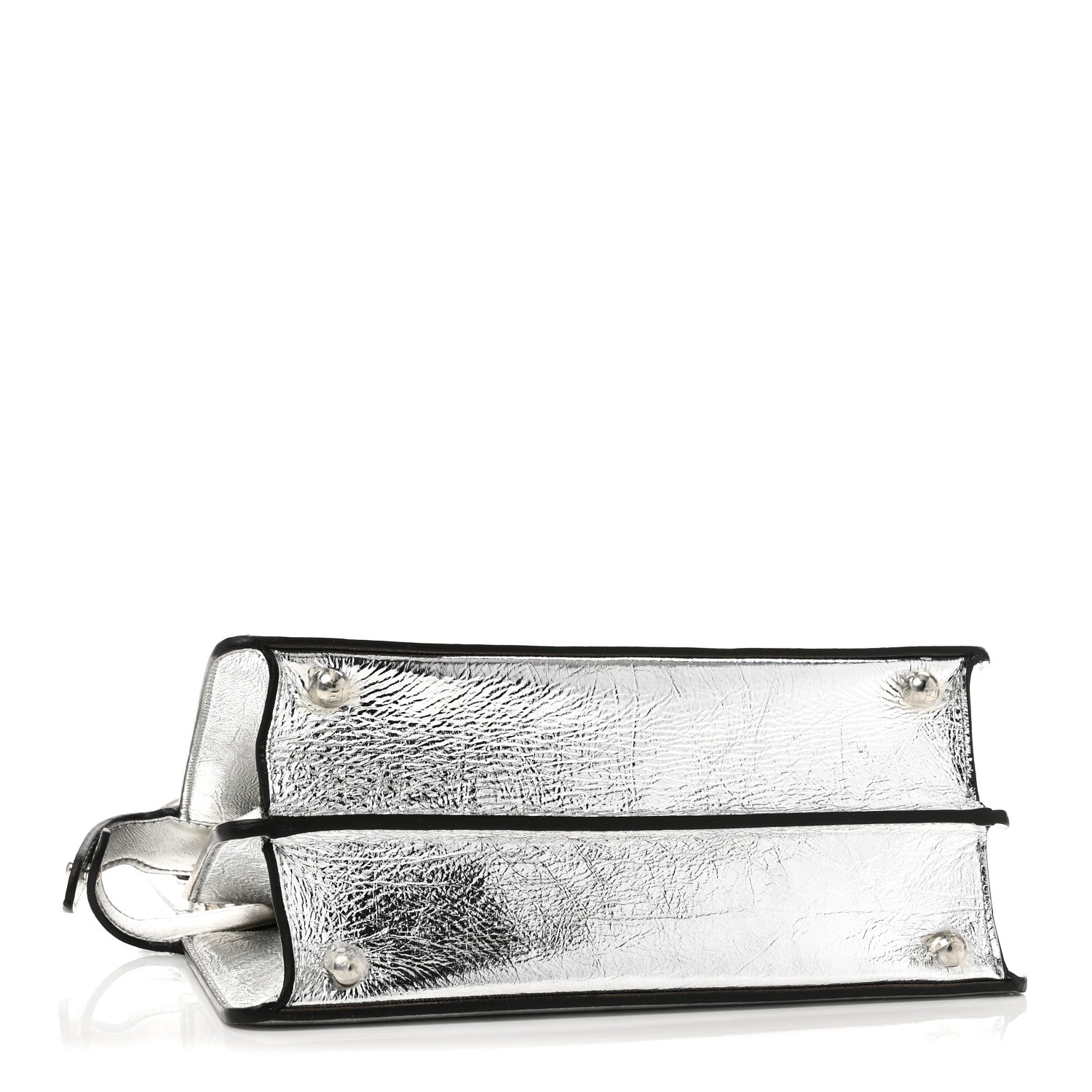 Fendi Rock Millenium Laminata Small Peekaboo I SEE U Satchel Argento 4 of 11