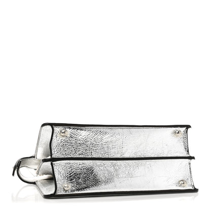 Fendi Rock Millenium Laminata Small Peekaboo I SEE U Satchel Argento 4 of 11