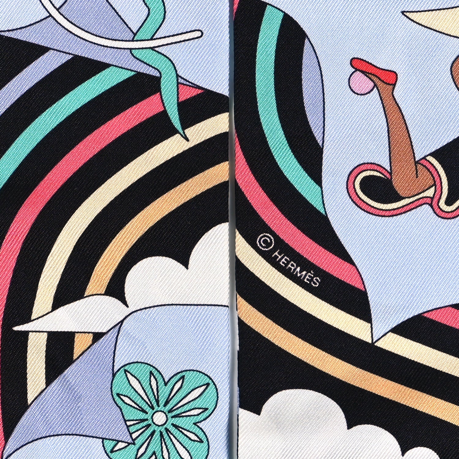 Hermes Silk Carres Volants Twilly Black Ciel Multicolor 4 of 4