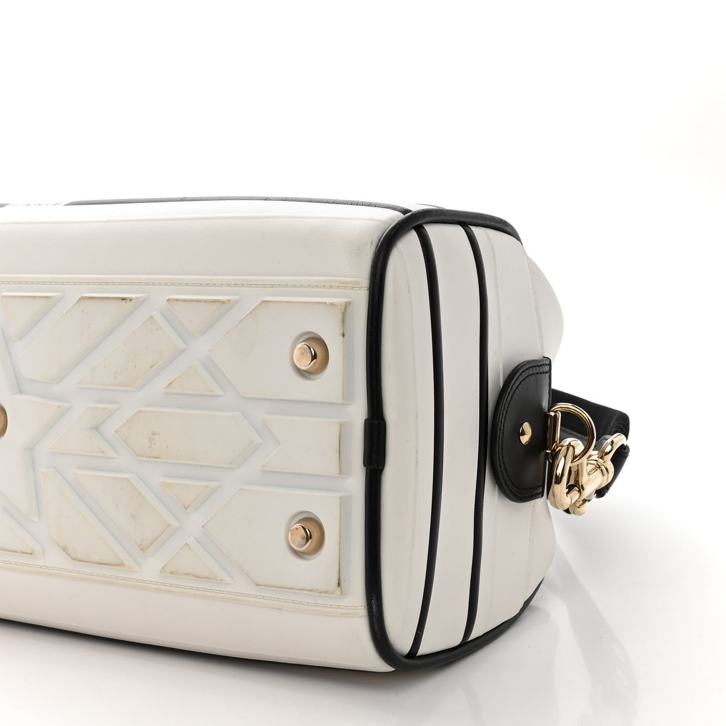 Calfskin Dior Vibe Zip Bowling Bag White