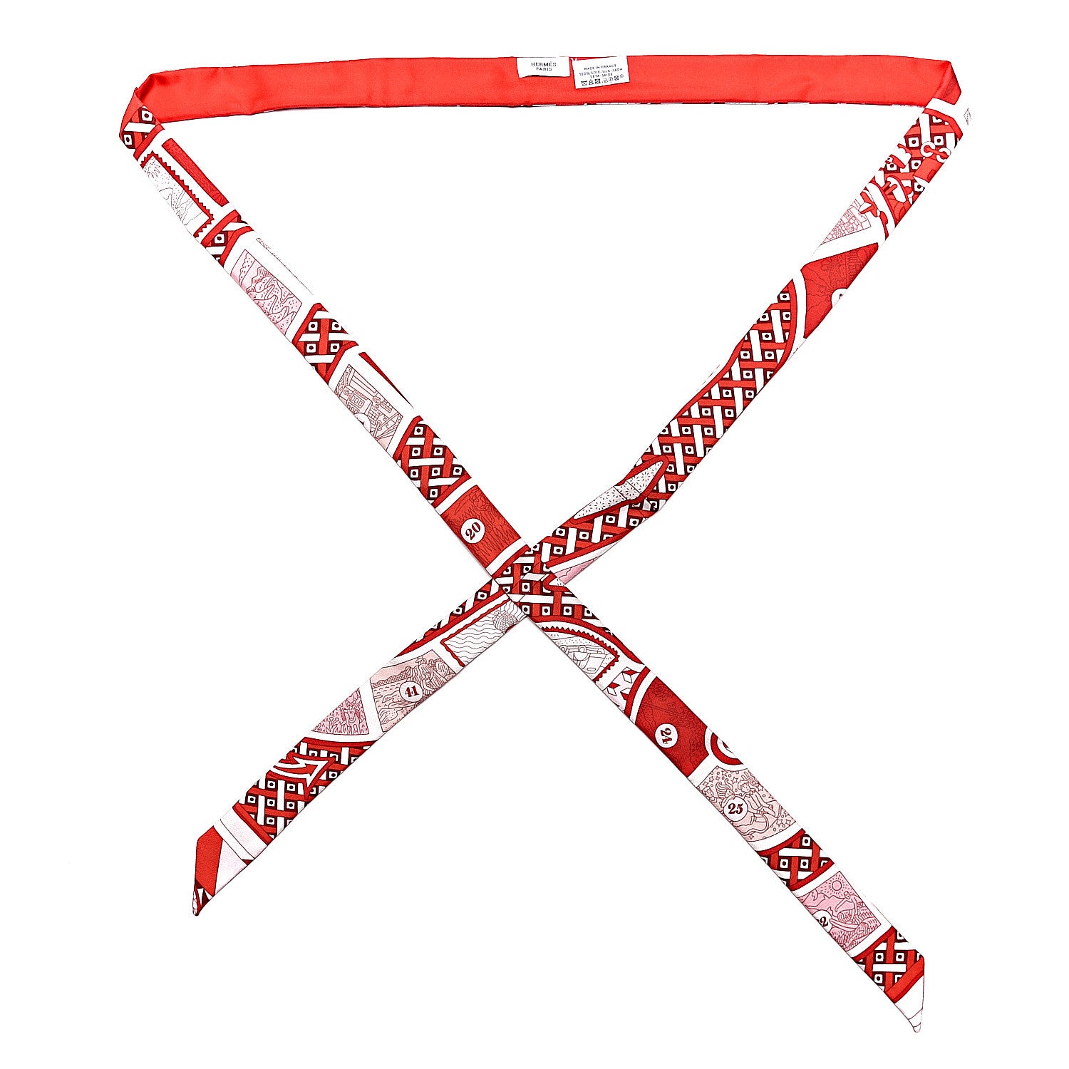 Hermes Silk Le Tour Du Monde Twillon Rouge Rose Rouge Coquelicot 1 of 3