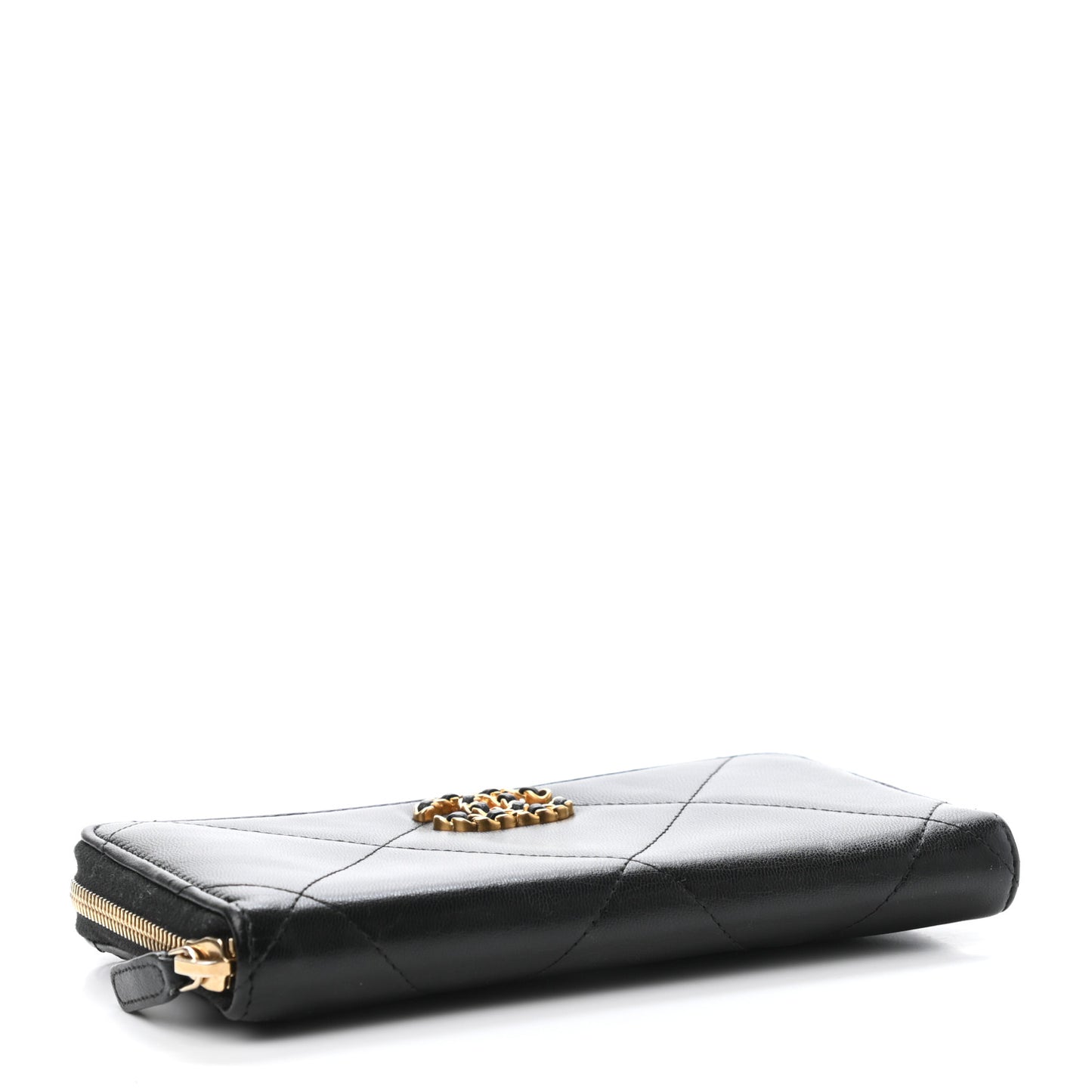 Lambskin Quilted 19 Zipped Wallet Black